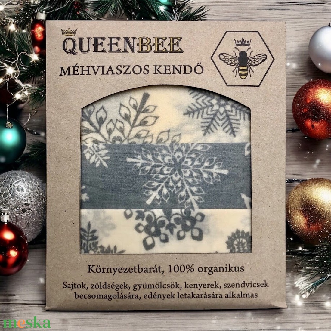 Méhviaszos kendő csomag (Fehér-Szürke hópelyhes) - otthon & életmód - konyhafelszerelés, tálalás - konyhai textil - szalvéta - Meska.hu