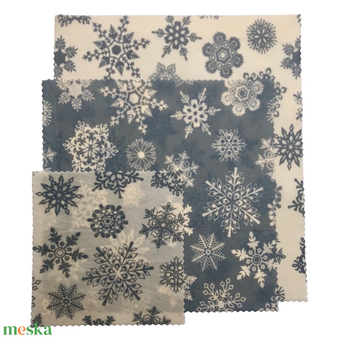 Méhviaszos kendő csomag (Fehér-Szürke hópelyhes) - otthon & életmód - konyhafelszerelés, tálalás - konyhai textil - szalvéta - Meska.hu