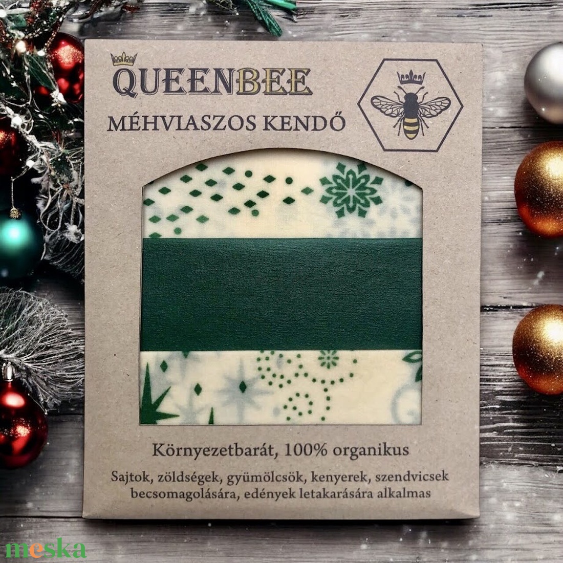 Méhviaszos kendő csomag (Fehér-Zöld Karácsonyfás) - otthon & életmód - konyhafelszerelés, tálalás - konyhai textil - szalvéta - Meska.hu