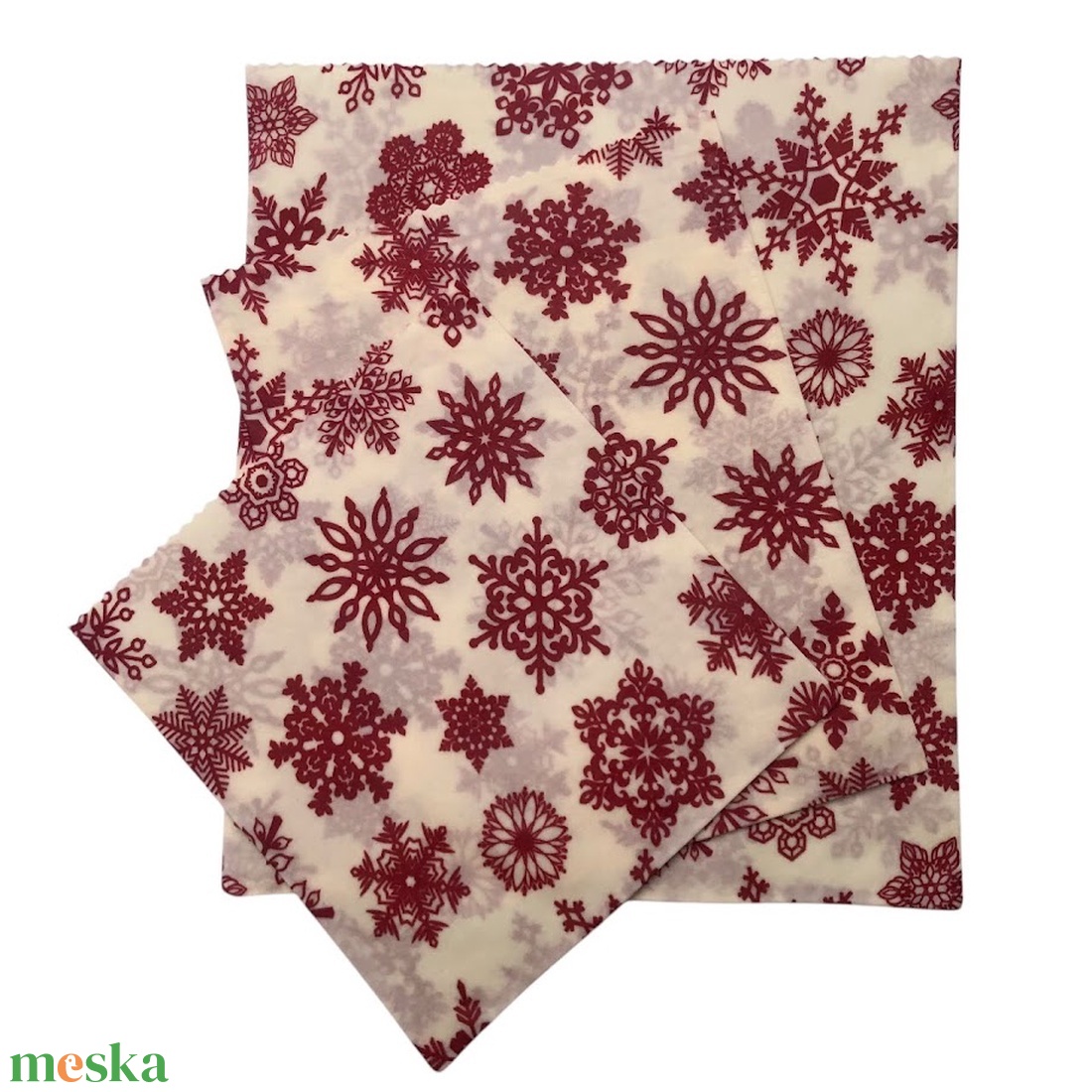 Méhviaszos tasak 3 méretben (Fehér-Piros Hópelyhes) - otthon & életmód - konyhafelszerelés, tálalás - konyhai textil - szalvéta - Meska.hu