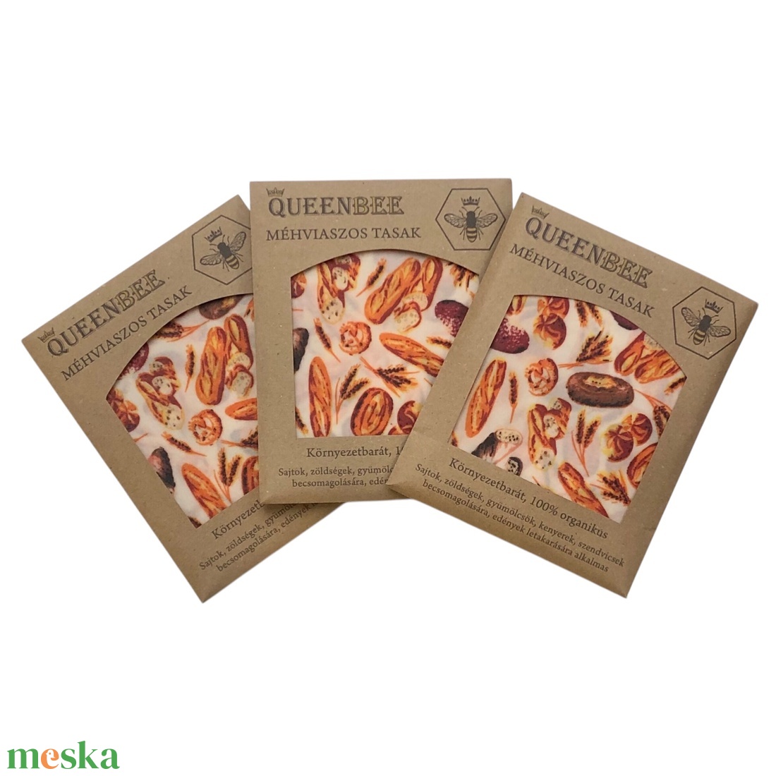 Méhviaszos tasak 3 méretben (Kenyeres) - táska & tok - uzsonna- & ebéd tartó - szendvics csomagoló - Meska.hu