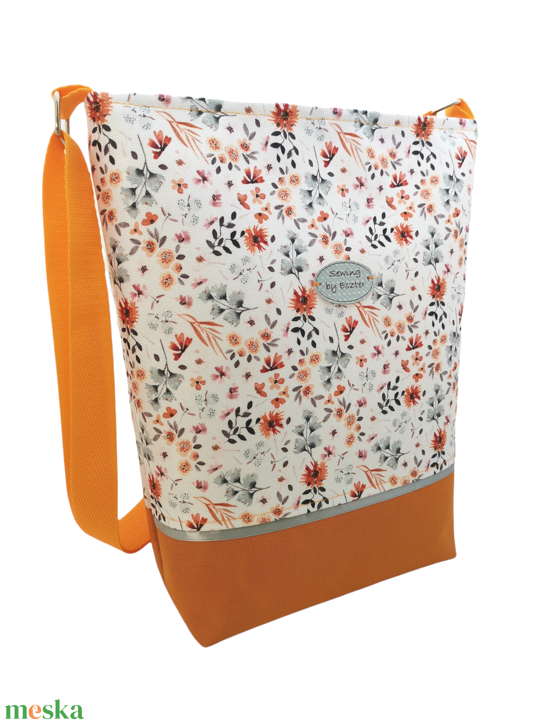 Vidám mezei virágos  női nagy táska - Mustár - táska & tok - kézitáska & válltáska - vállon átvethető táska - Meska.hu