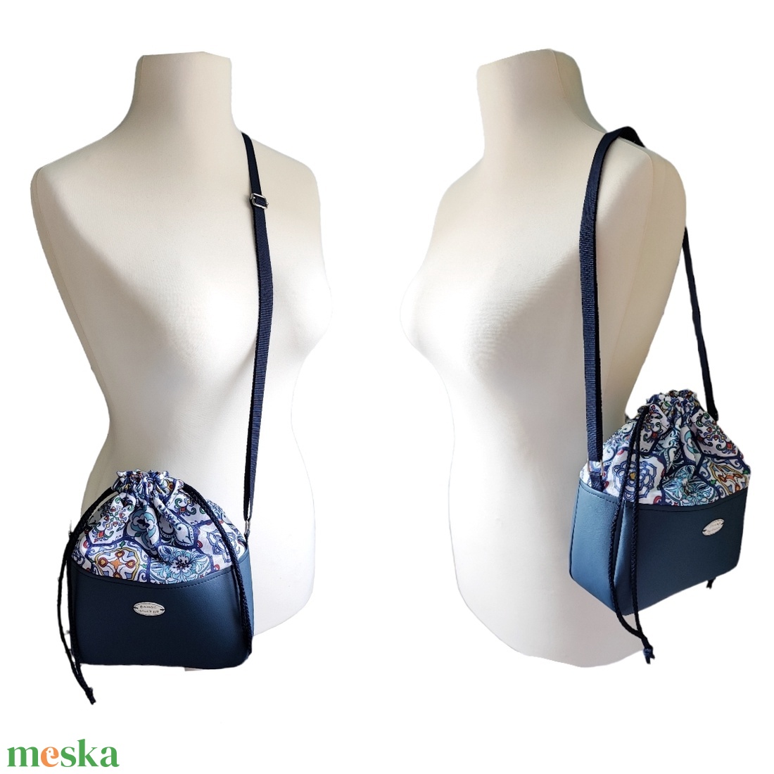 Portugál csempe mintás különleges női táska - Vödör táska  - táska & tok - kézitáska & válltáska - válltáska - Meska.hu