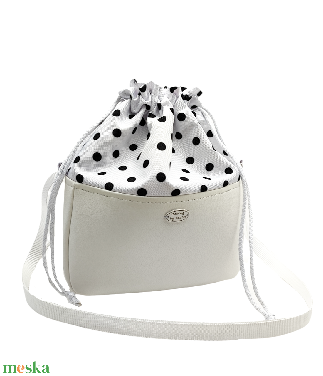 Pöttyös különleges női táska - Nyár esti kistáska - Fehér  - táska & tok - kézitáska & válltáska - válltáska - Meska.hu