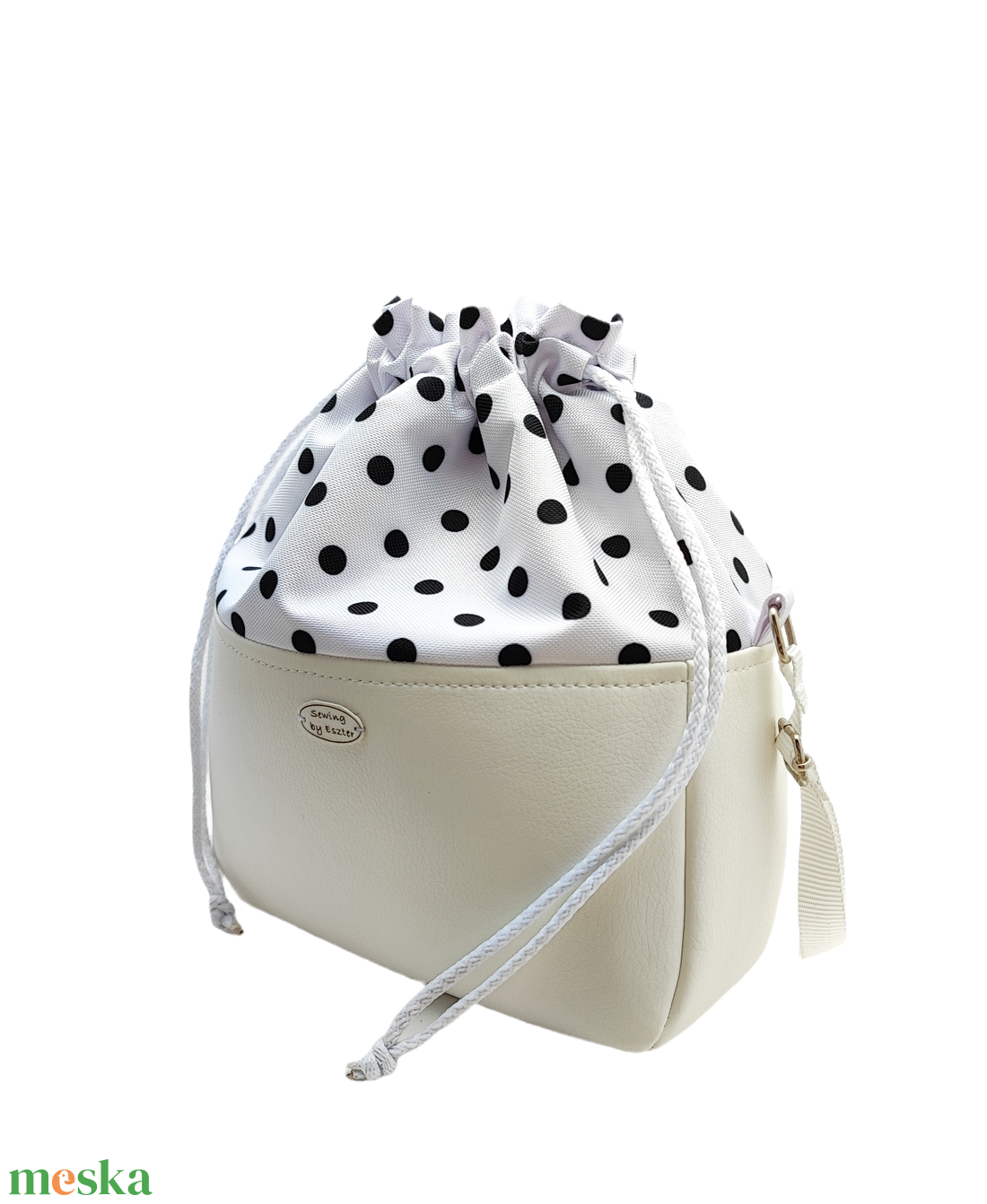 Pöttyös különleges női táska - Nyár esti kistáska - Fehér  - táska & tok - kézitáska & válltáska - válltáska - Meska.hu