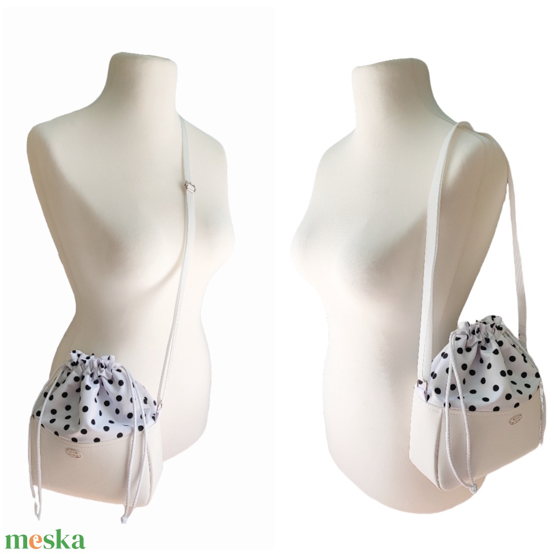 Pöttyös különleges női táska - Nyár esti kistáska - Fehér  - táska & tok - kézitáska & válltáska - válltáska - Meska.hu