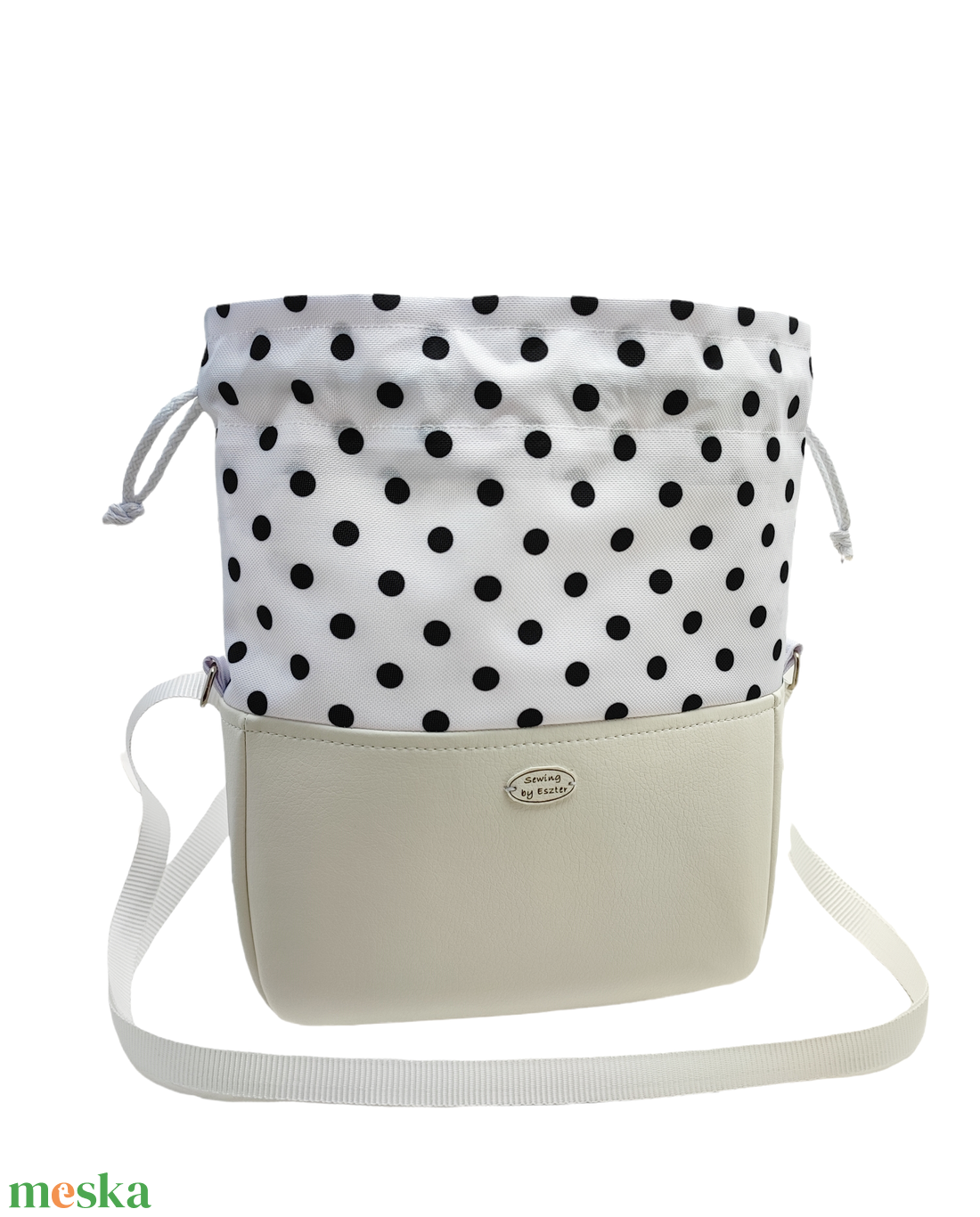 Pöttyös különleges női táska - Nyár esti kistáska - Fehér  - táska & tok - kézitáska & válltáska - válltáska - Meska.hu