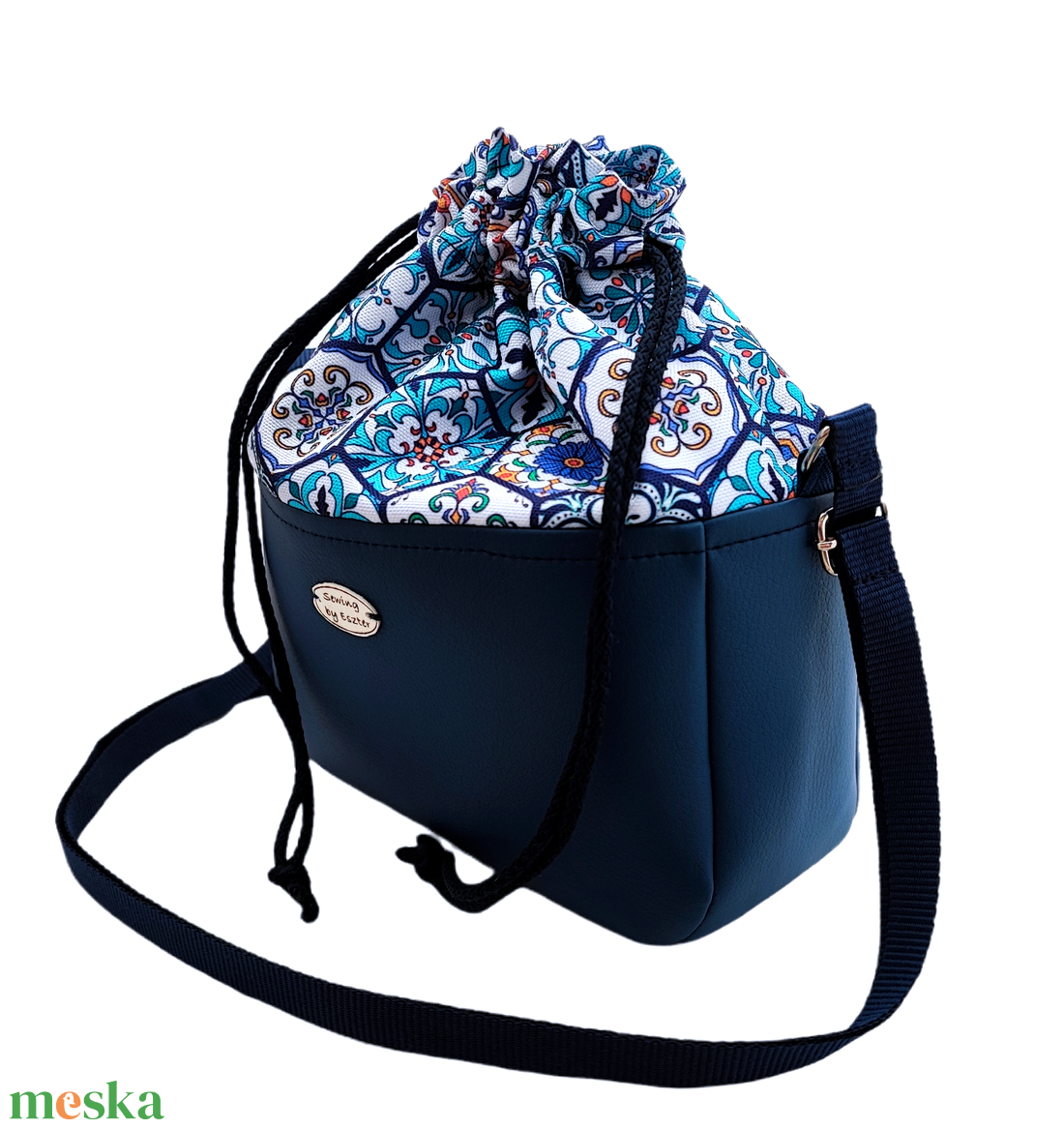Portugál csempe mintás különleges női táska - Vödör táska  - táska & tok - kézitáska & válltáska - válltáska - Meska.hu