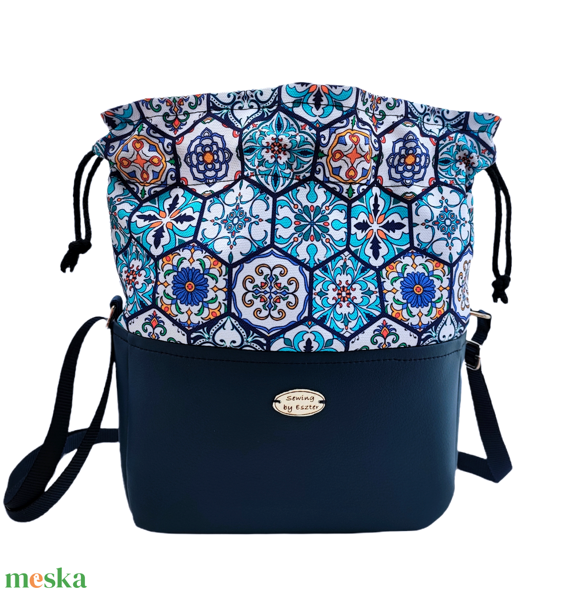 Portugál csempe mintás különleges női táska - Vödör táska  - táska & tok - kézitáska & válltáska - válltáska - Meska.hu