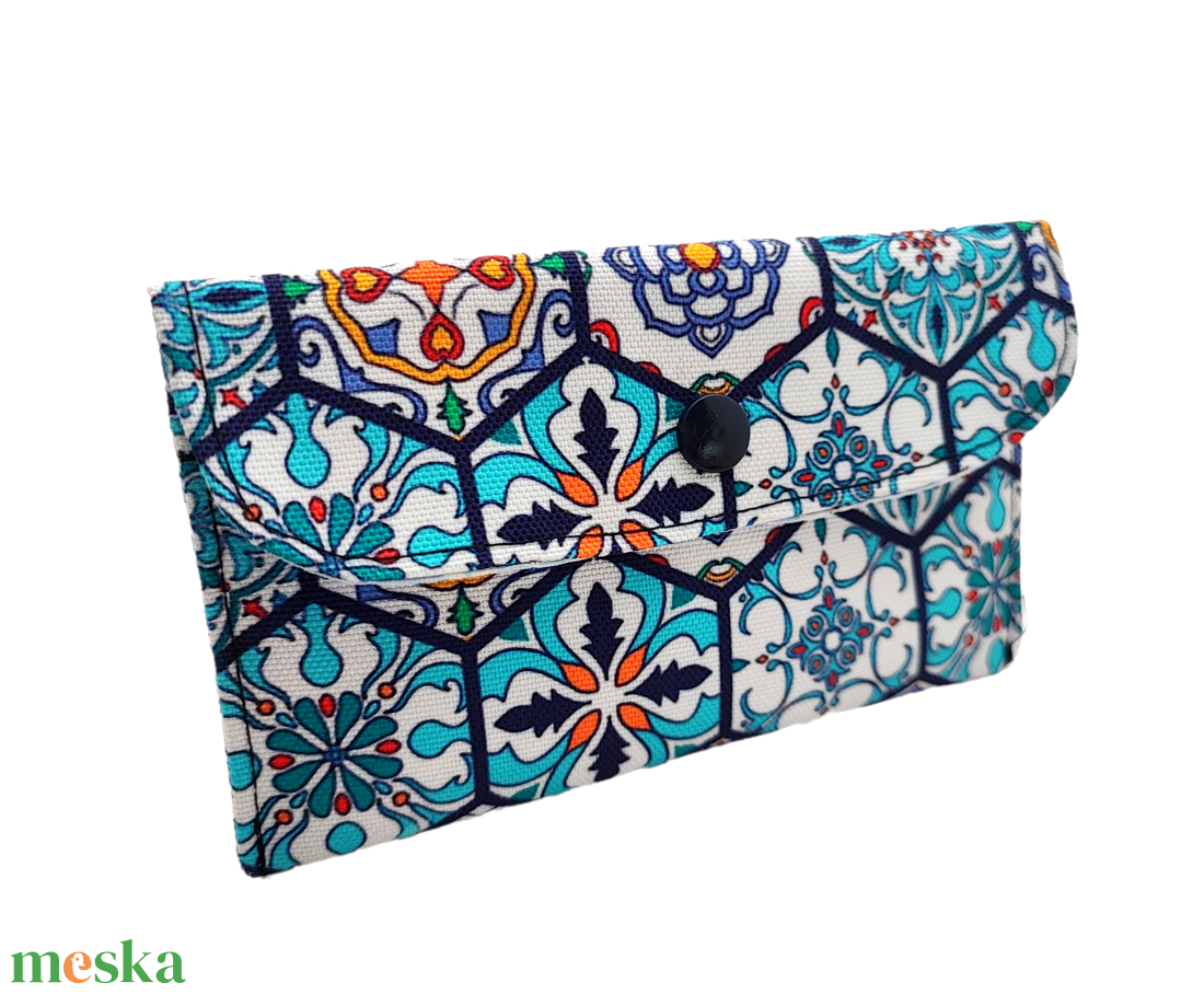 Portugál csempe mintás Papírzsebkendő tartó - Patentos zsebkendőtartó  - táska & tok - pénztárca & más tok - zsebkendőtartó tok - Meska.hu