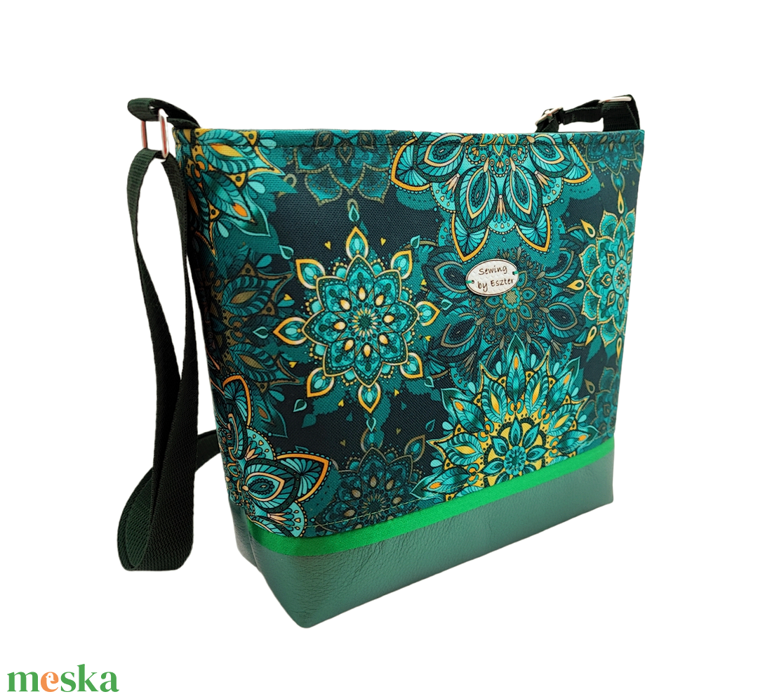 Csodás zöld mandalás női táska - táska & tok - kézitáska & válltáska - vállon átvethető táska - Meska.hu