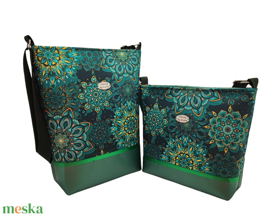 Csodás zöld mandalás női táska - táska & tok - kézitáska & válltáska - vállon átvethető táska - Meska.hu