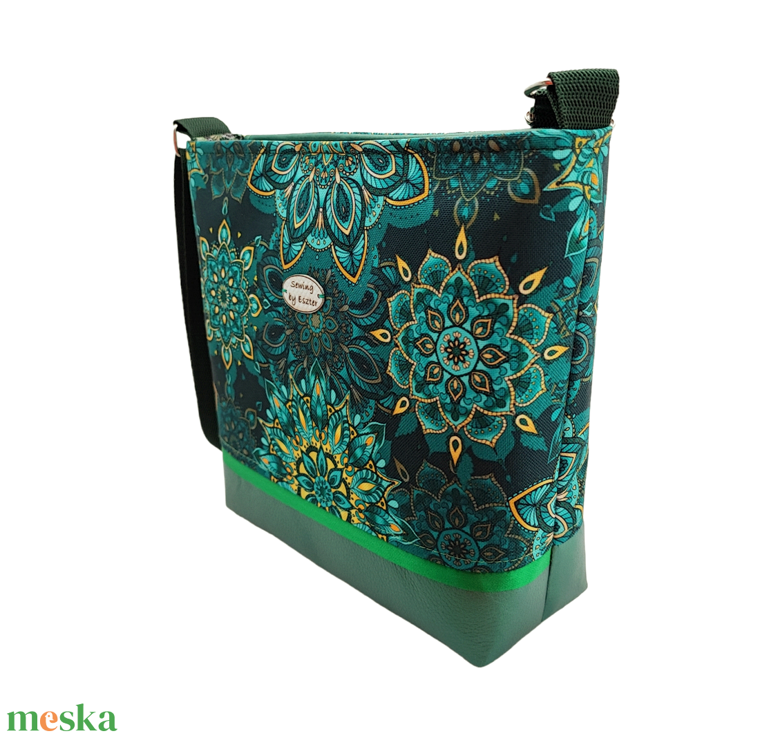 Csodás zöld mandalás női táska - táska & tok - kézitáska & válltáska - vállon átvethető táska - Meska.hu