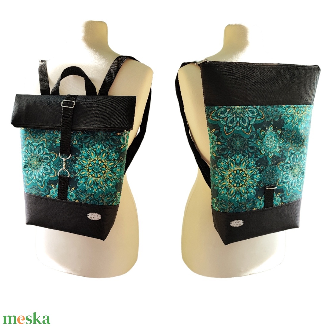 Csodás zöld mandalás Roll Top Hátizsák / Hátitáska  - táska & tok - hátizsák - roll top hátizsák - Meska.hu