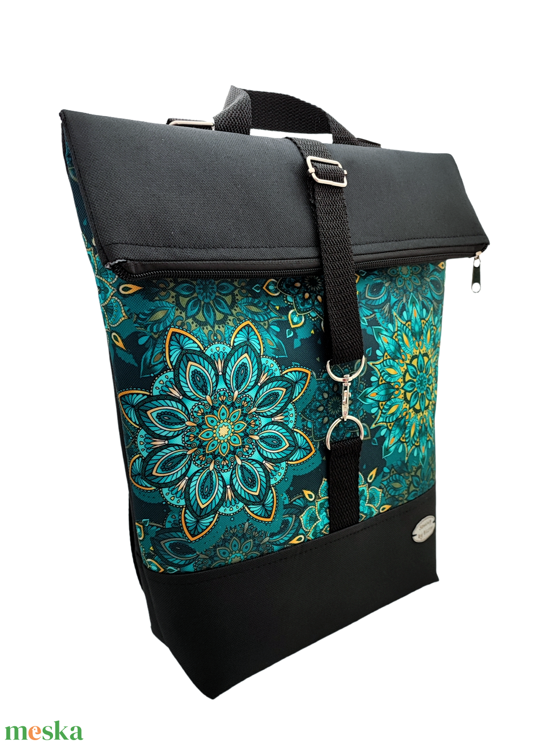 Csodás zöld mandalás Roll Top Hátizsák / Hátitáska  - táska & tok - hátizsák - roll top hátizsák - Meska.hu