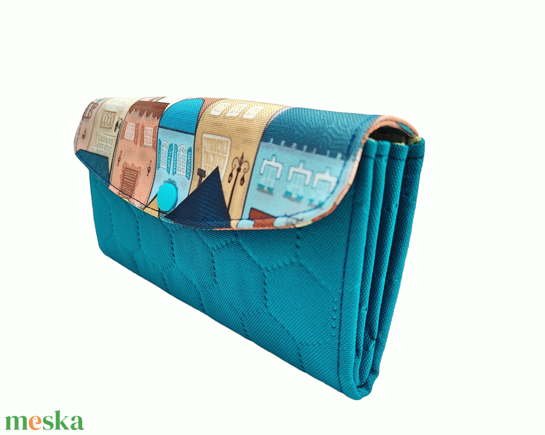 Őszi házikó mintás sok zsebes pénztárca - Türkiz - táska & tok - pénztárca & más tok - pénztárca - női pénztárca - Meska.hu Őszi házikó mintás sok zsebes pénztárca - Türkiz - táska & tok - pénztárca & más tok - pénztárca - női pénztárca - Meska.hu