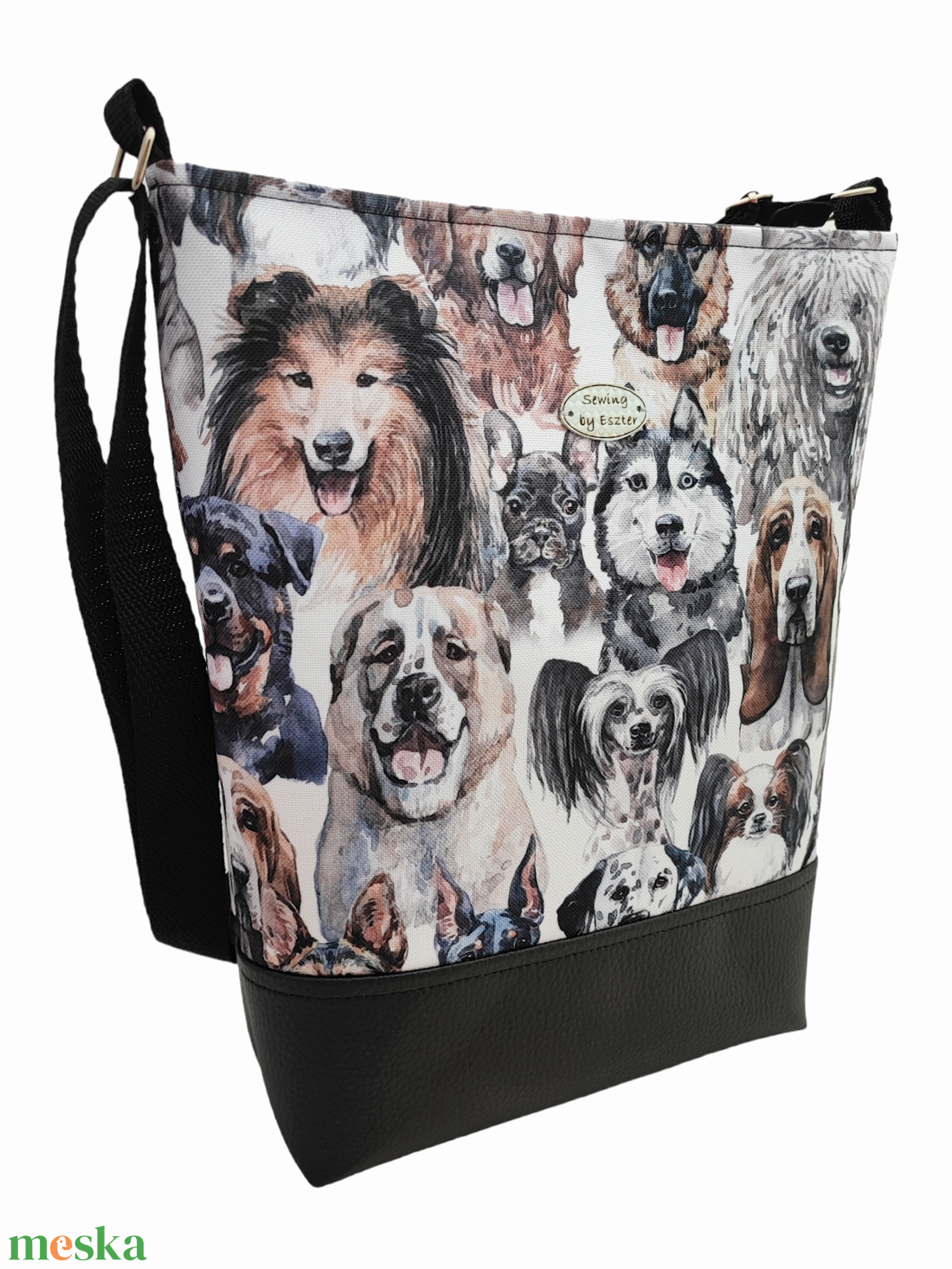 Kutyás női nagy táska - Fekete  - táska & tok - kézitáska & válltáska - válltáska - Meska.hu