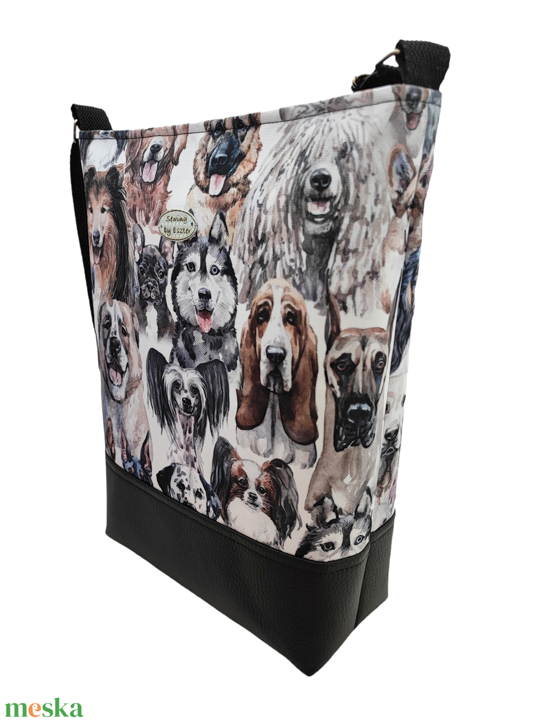 Kutyás női nagy táska - Fekete  - táska & tok - kézitáska & válltáska - válltáska - Meska.hu