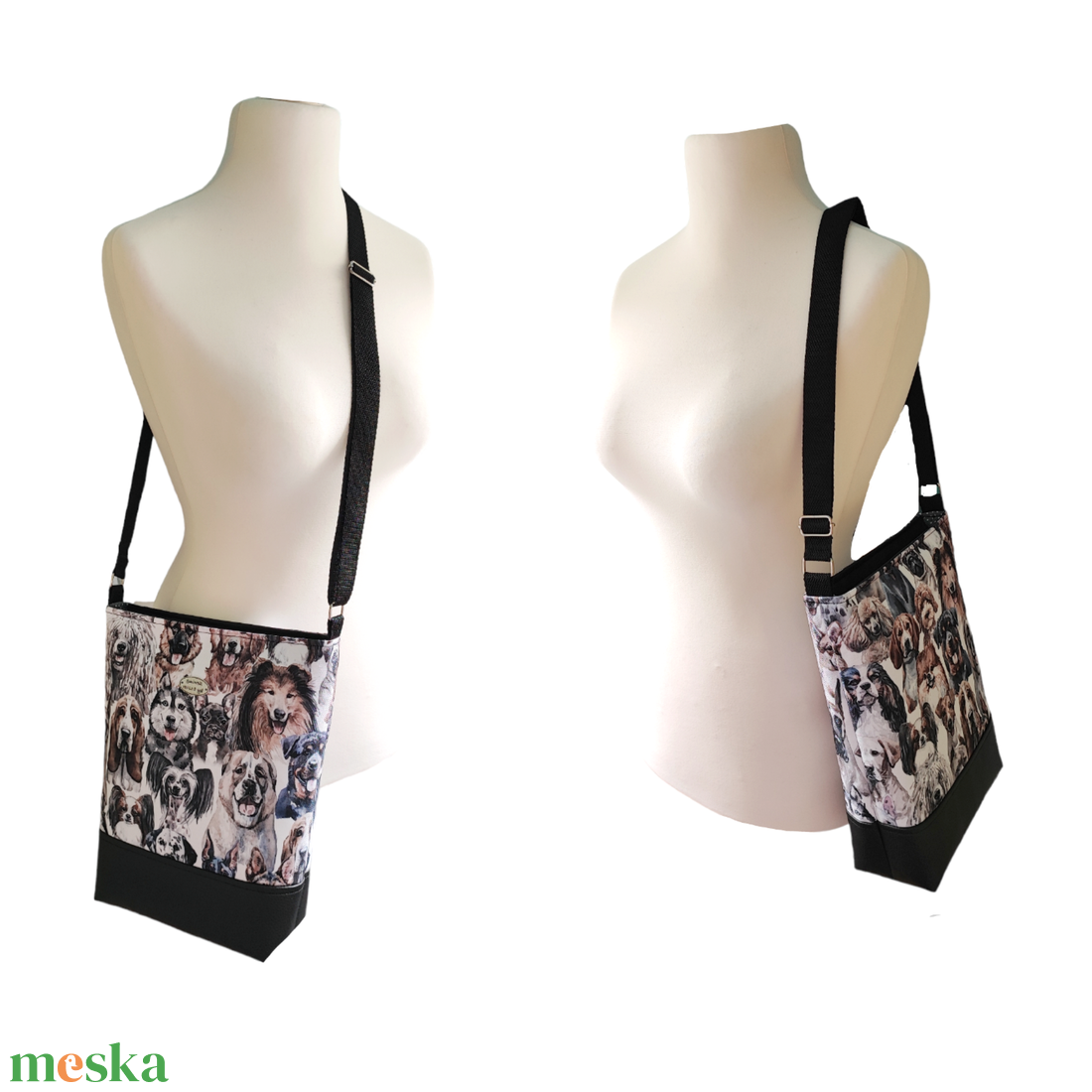 Kutyás női nagy táska - Fekete  - táska & tok - kézitáska & válltáska - válltáska - Meska.hu