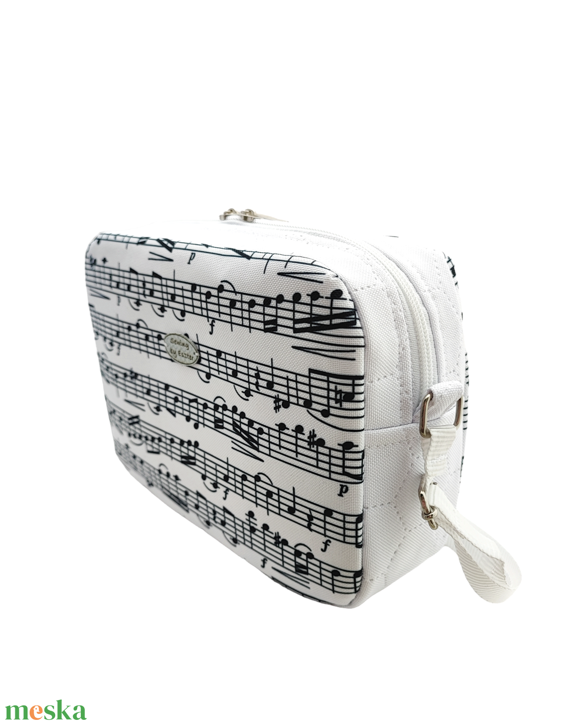 Zenei női kistáska / Crossbody - Kotta mintás fehér  - táska & tok - kézitáska & válltáska - vállon átvethető táska - Meska.hu