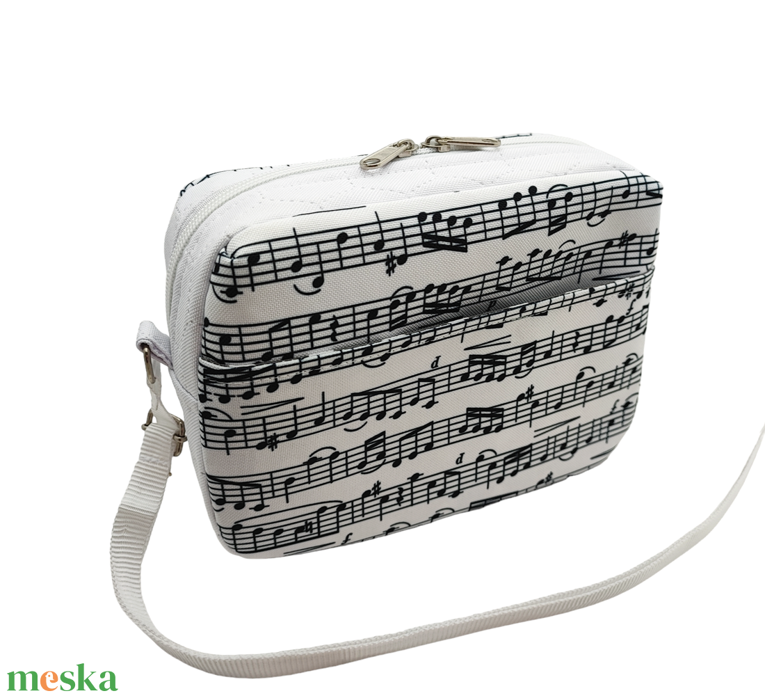 Zenei női kistáska / Crossbody - Kotta mintás fehér  - táska & tok - kézitáska & válltáska - vállon átvethető táska - Meska.hu