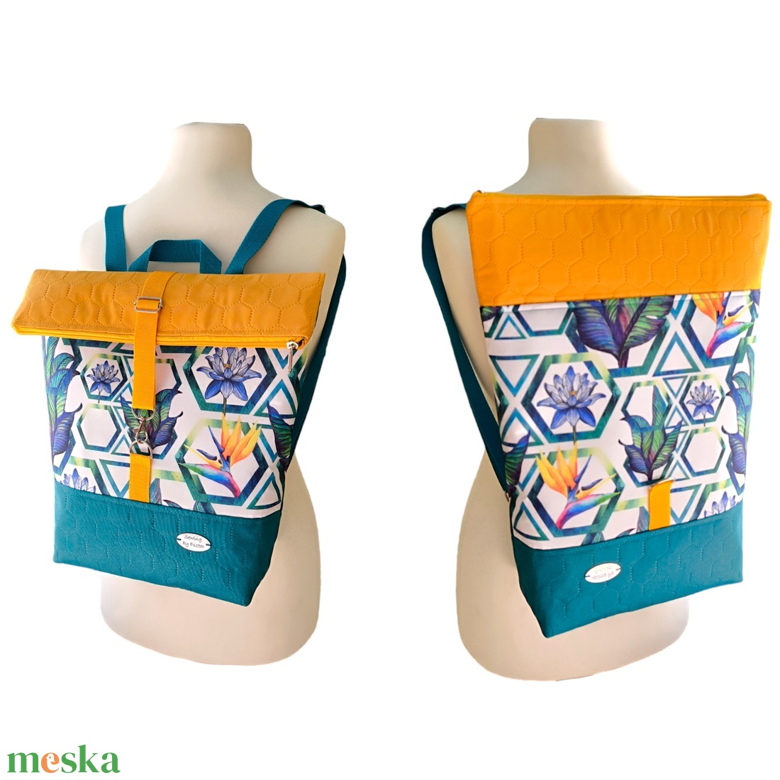 Papagájvirágos Roll Top Hátizsák / Hátitáska - S, M, L, XL méret - Türkiz és mustár - táska & tok - hátizsák - roll top hátizsák - Meska.hu Papagájvirágos Roll Top Hátizsák / Hátitáska - S, M, L, XL méret - Türkiz és mustár - táska & tok - hátizsák - roll top hátizsák - Meska.hu