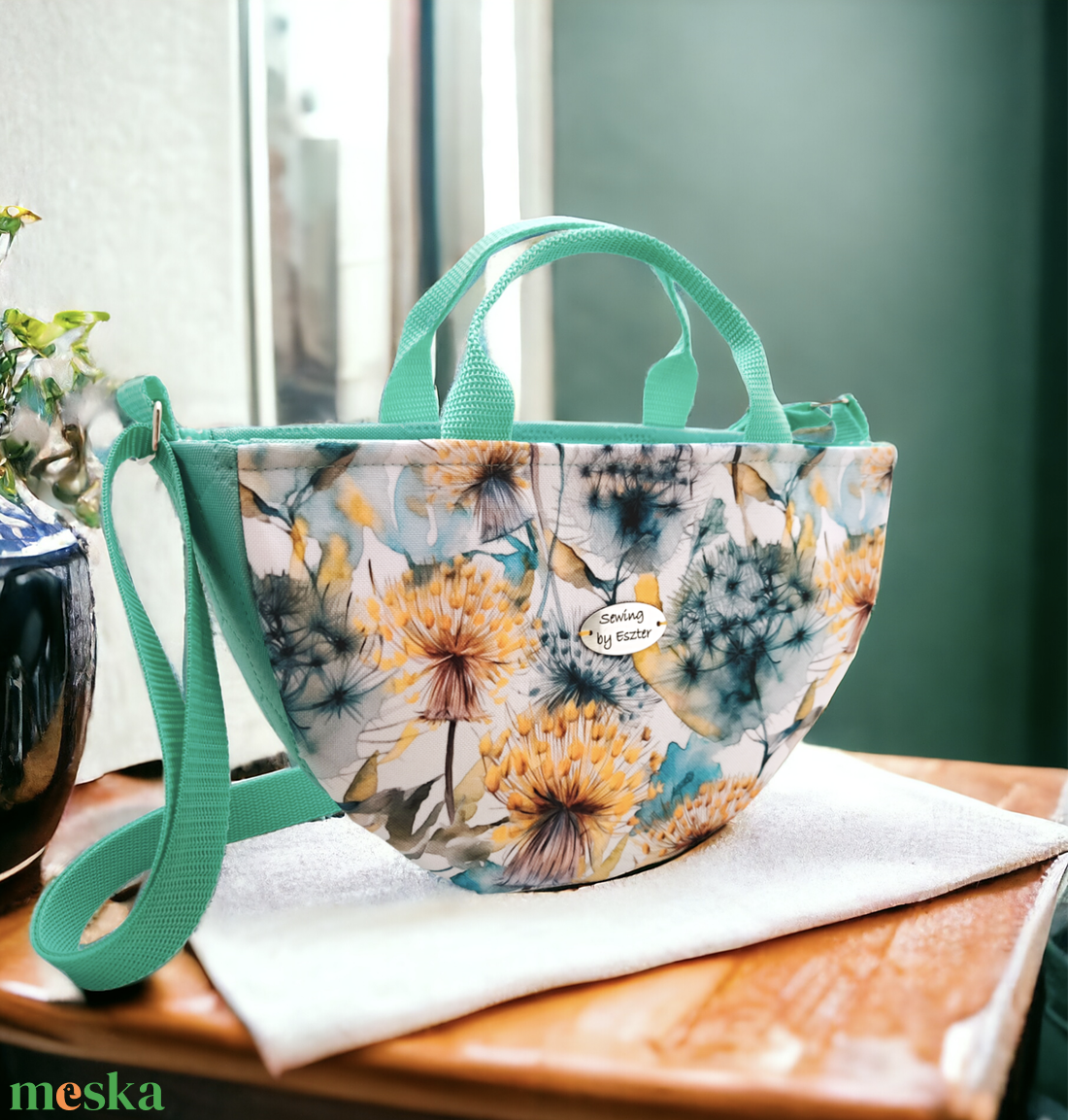 Pitypangos 2in1 női táska - kézitáska / válltáska - Mustár és menta  - táska & tok - variálható táska - Meska.hu