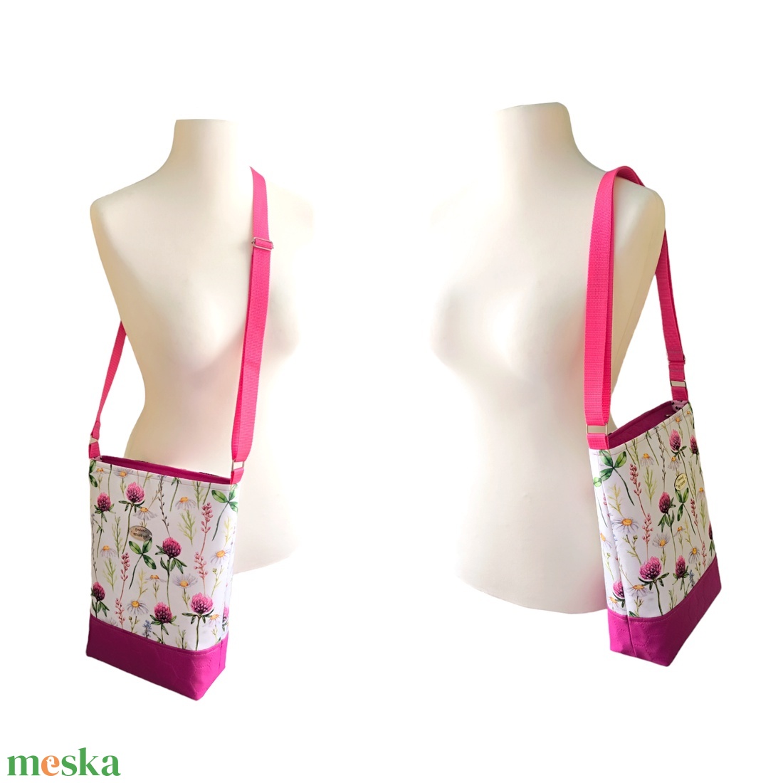 Mezei virágos vízálló női nagy táska - Pink  - táska & tok - kézitáska & válltáska - válltáska - Meska.hu