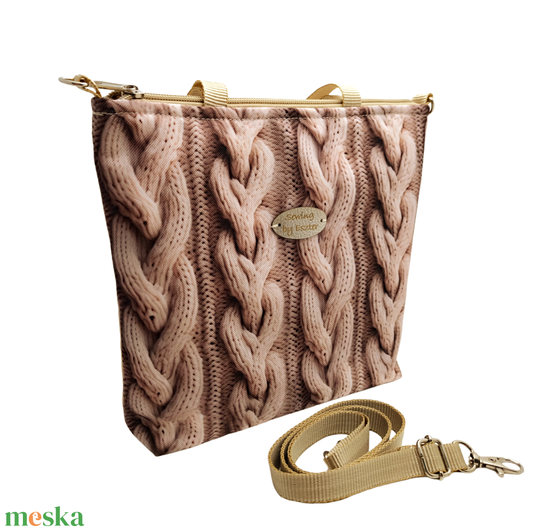 2in1 Neszesszer és crossbody - Bézs kötött minta - táska & tok - neszesszer - Meska.hu 2in1 Neszesszer és crossbody - Bézs kötött minta - táska & tok - neszesszer - Meska.hu