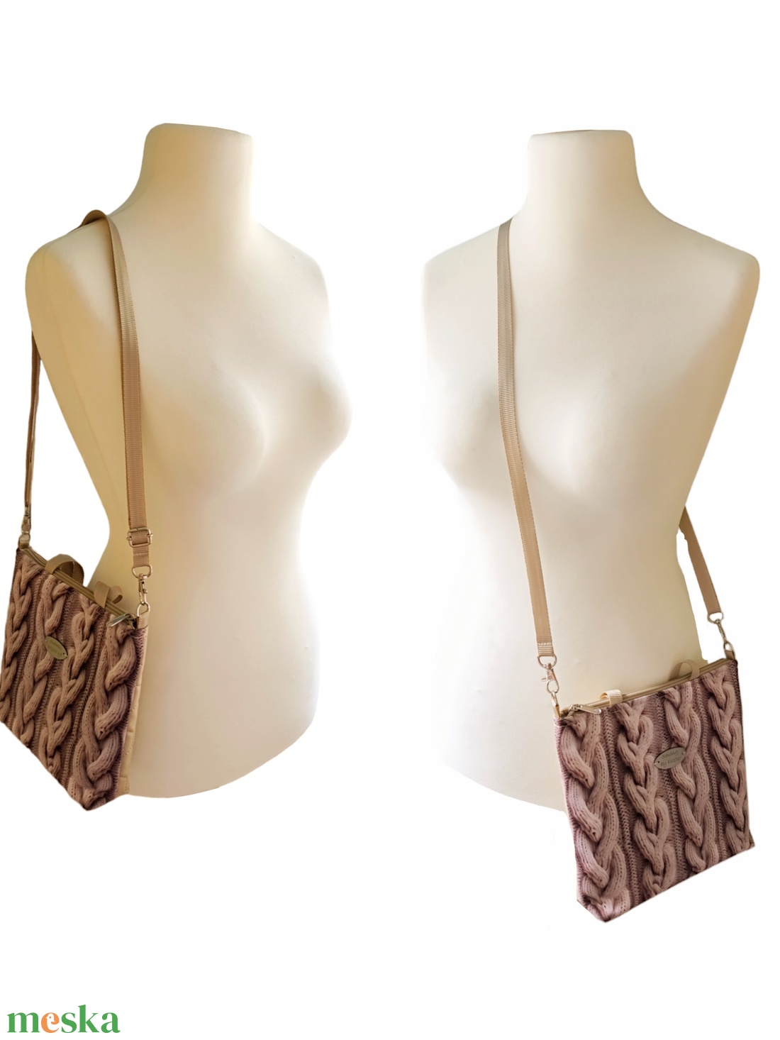 2in1 Neszesszer és crossbody - Bézs kötött minta - táska & tok - neszesszer - Meska.hu 2in1 Neszesszer és crossbody - Bézs kötött minta - táska & tok - neszesszer - Meska.hu