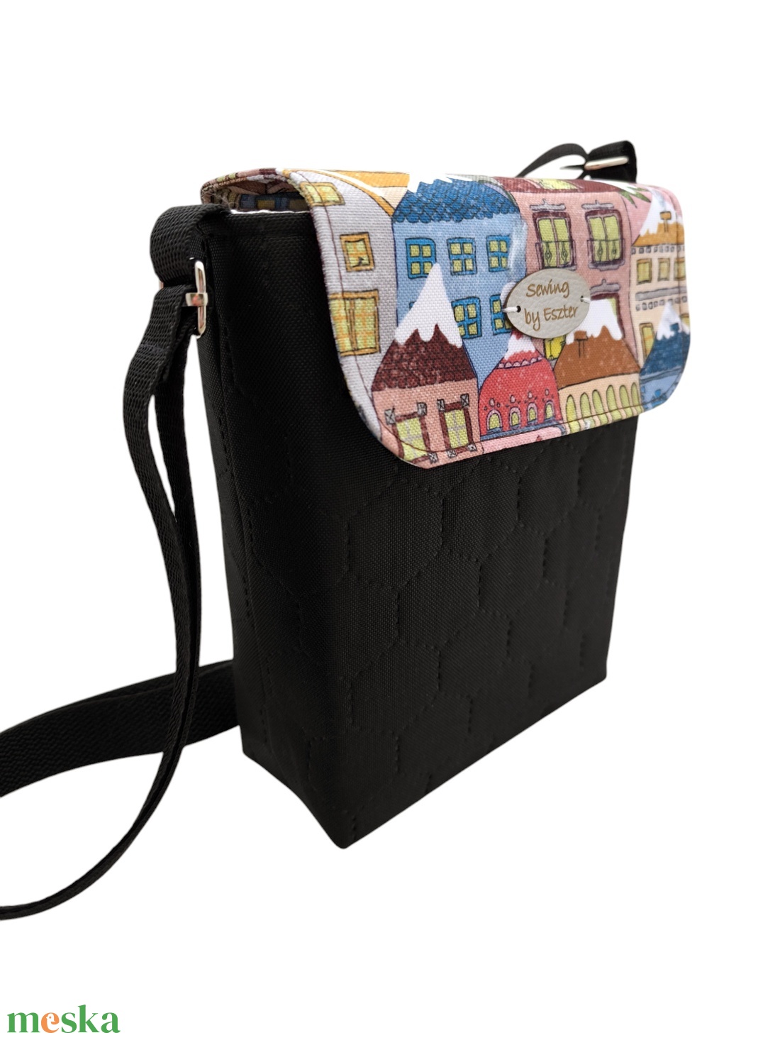Téli havas crossbody / Mobiltelefon táska / Mobiltáska / Fesztivál táska - Havas háztetők - táska & tok - pénztárca & más tok - telefontok - Meska.hu
