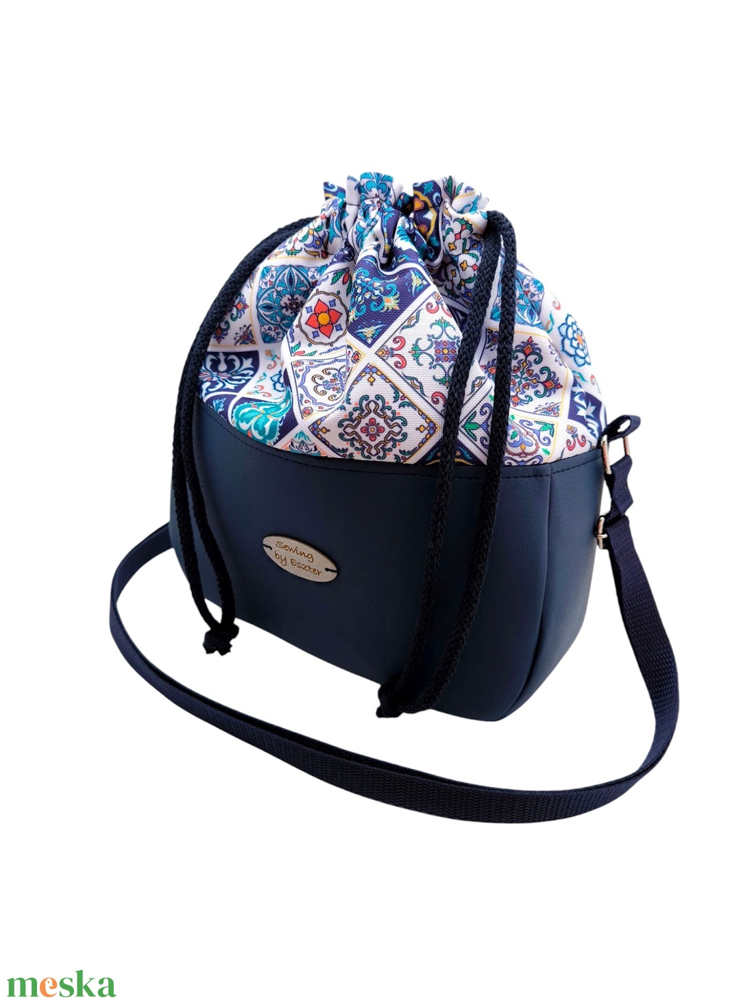 Készleten! - Portugál csempe mintás II különleges női táska - Vödör táska  - táska & tok - kézitáska & válltáska - válltáska - Meska.hu