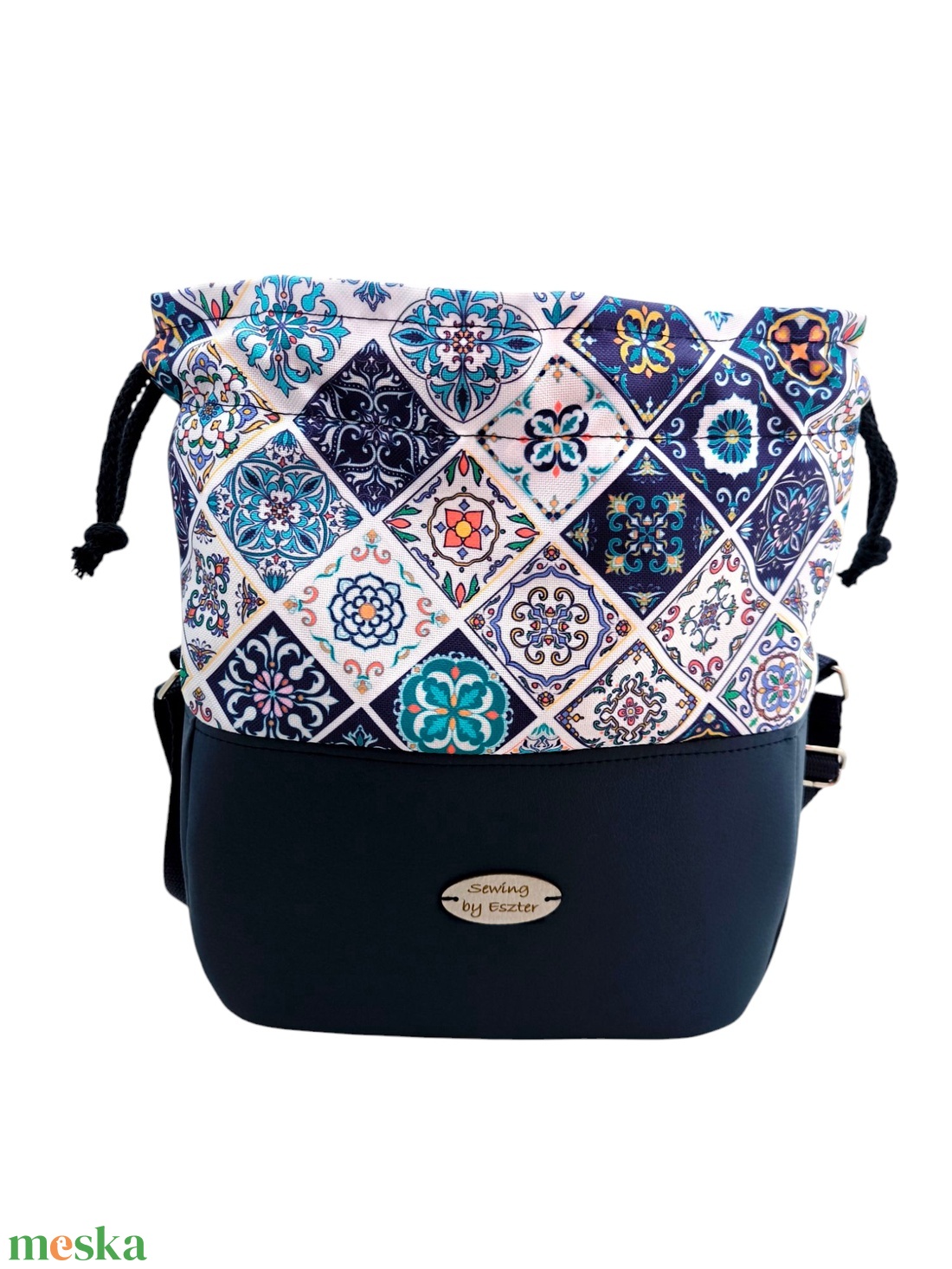 Készleten! - Portugál csempe mintás II különleges női táska - Vödör táska  - táska & tok - kézitáska & válltáska - válltáska - Meska.hu