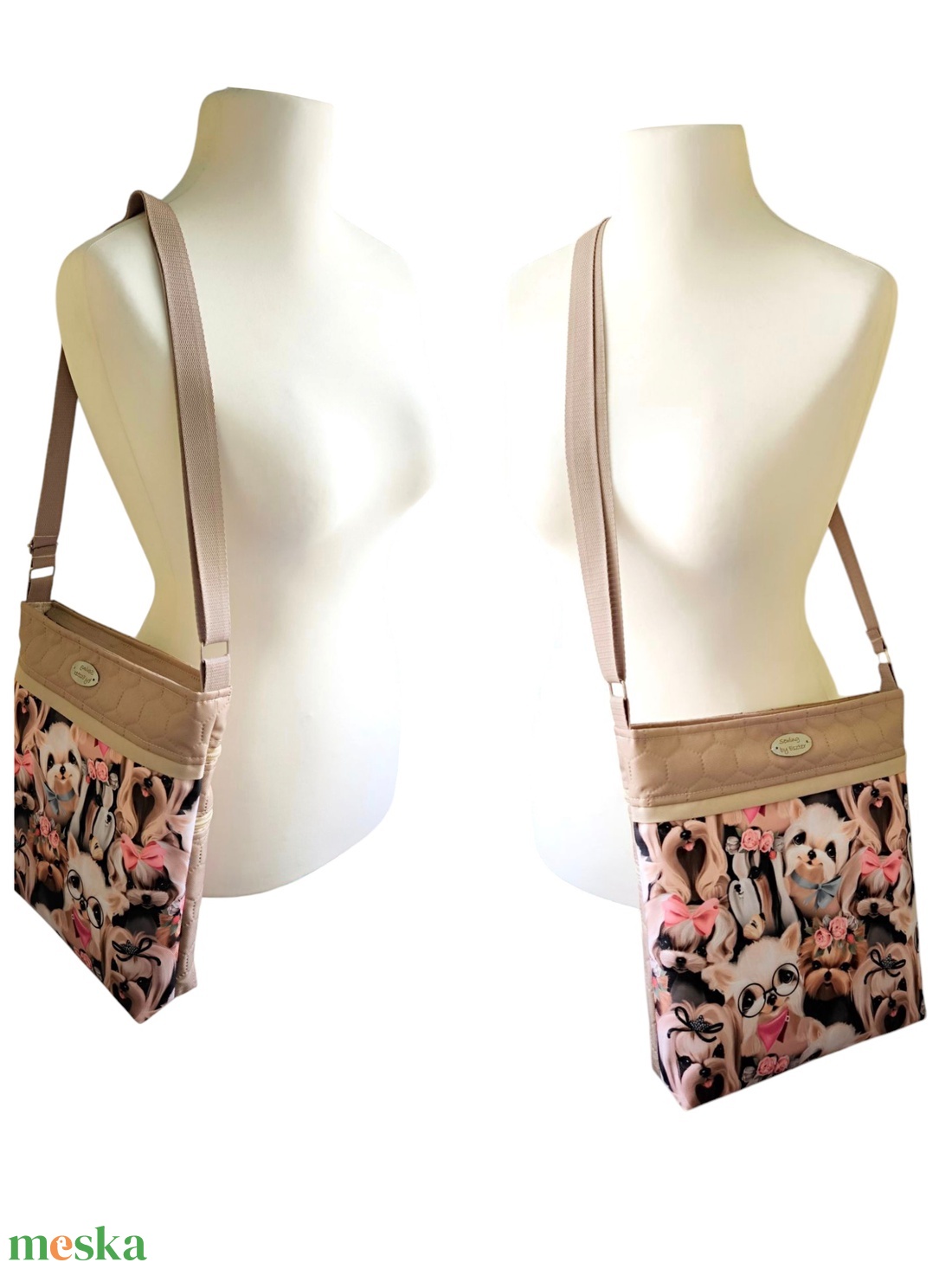 Sok zsebes különleges crossbody / válltáska - Cuki kutyás - táska & tok - kézitáska & válltáska - válltáska - Meska.hu