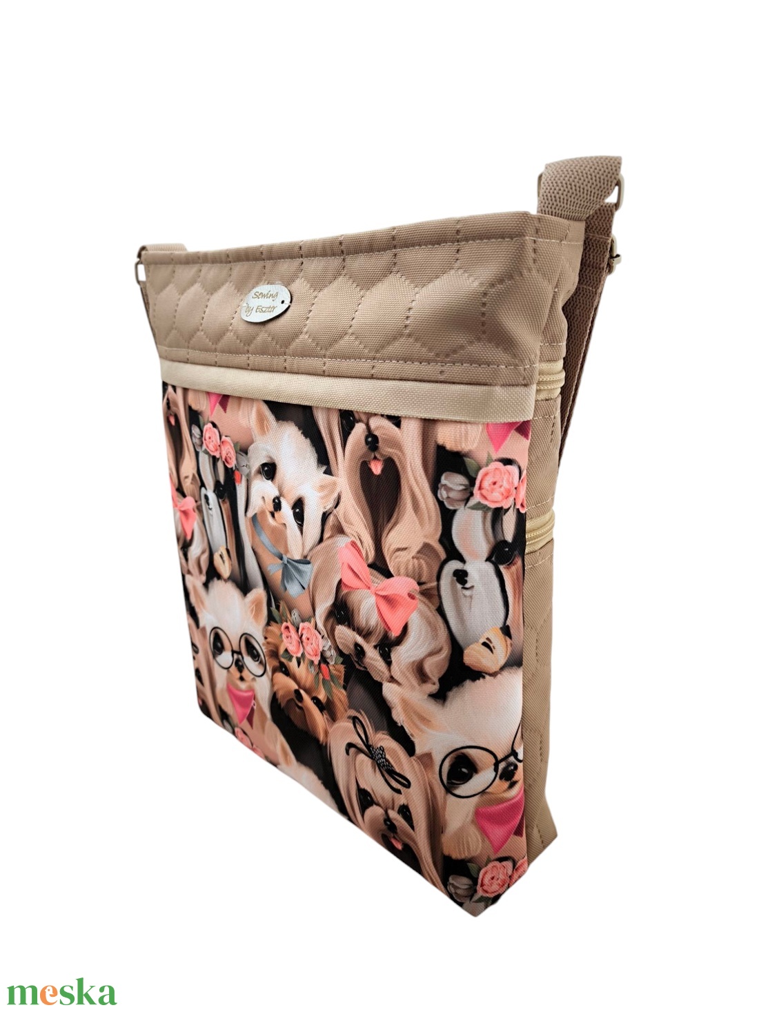 Sok zsebes különleges crossbody / válltáska - Cuki kutyás - táska & tok - kézitáska & válltáska - válltáska - Meska.hu