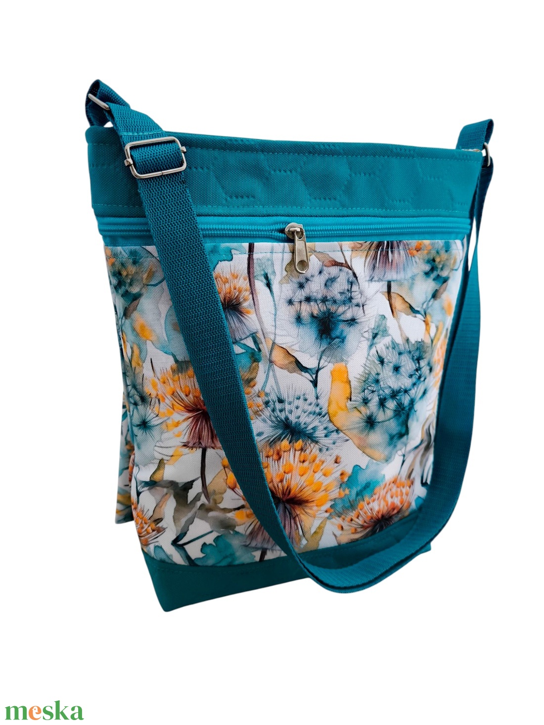 Készleten! - Türkiz pitypangos crossbody / válltáska / keresztpántos táska - táska & tok - kézitáska & válltáska - válltáska - Meska.hu