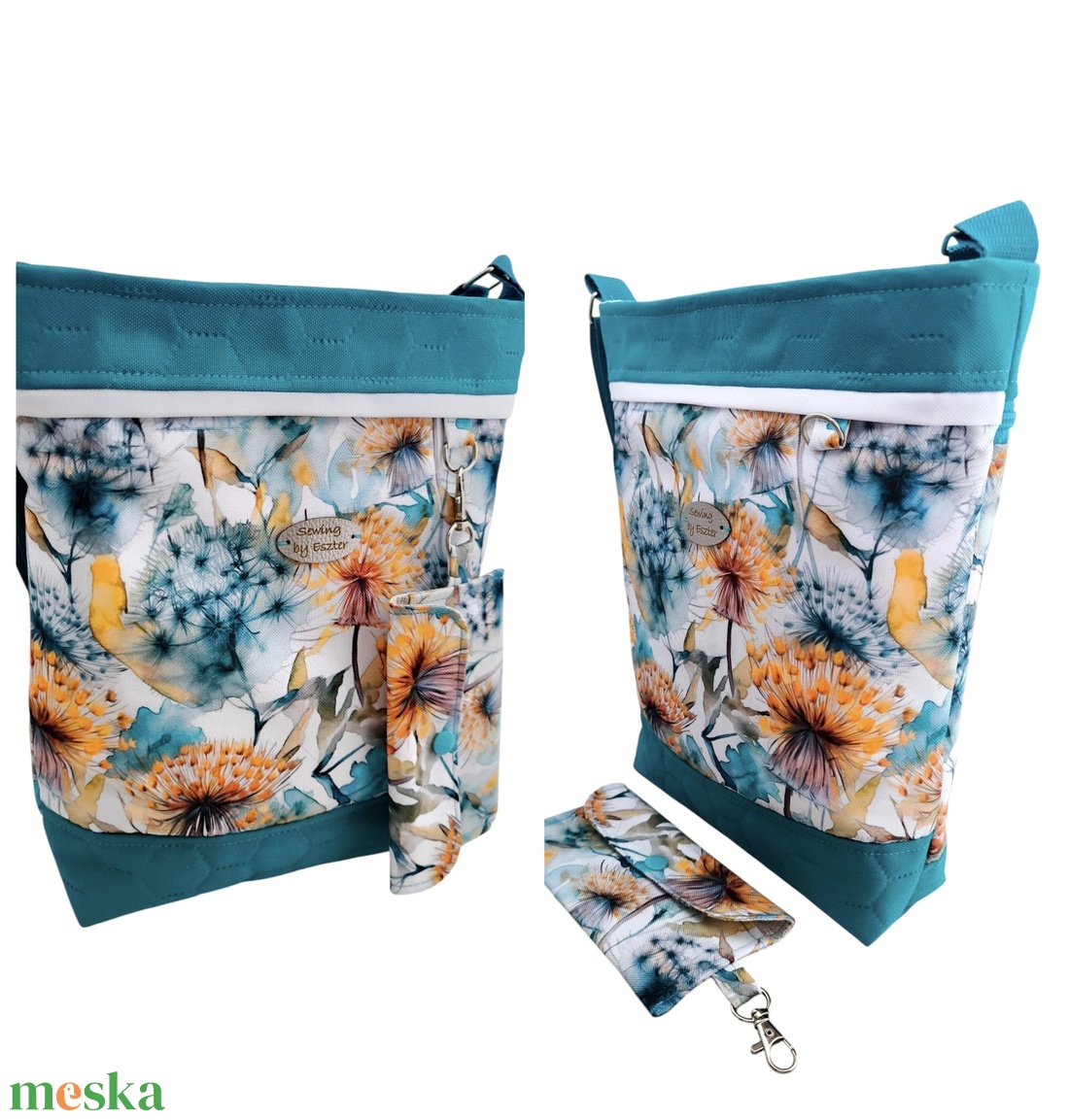 Készleten! - Türkiz pitypangos crossbody / válltáska / keresztpántos táska - táska & tok - kézitáska & válltáska - válltáska - Meska.hu