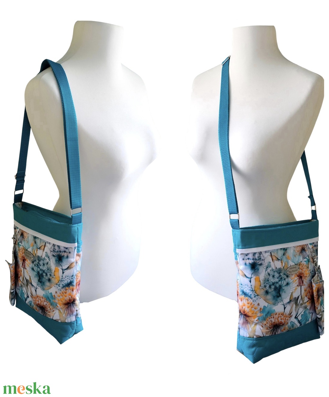 Készleten! - Türkiz pitypangos crossbody / válltáska / keresztpántos táska - táska & tok - kézitáska & válltáska - válltáska - Meska.hu