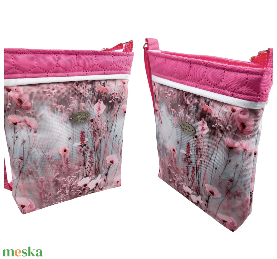 Készleten! - Csodás pink virágos crossbody - táska & tok - kézitáska & válltáska - válltáska - Meska.hu