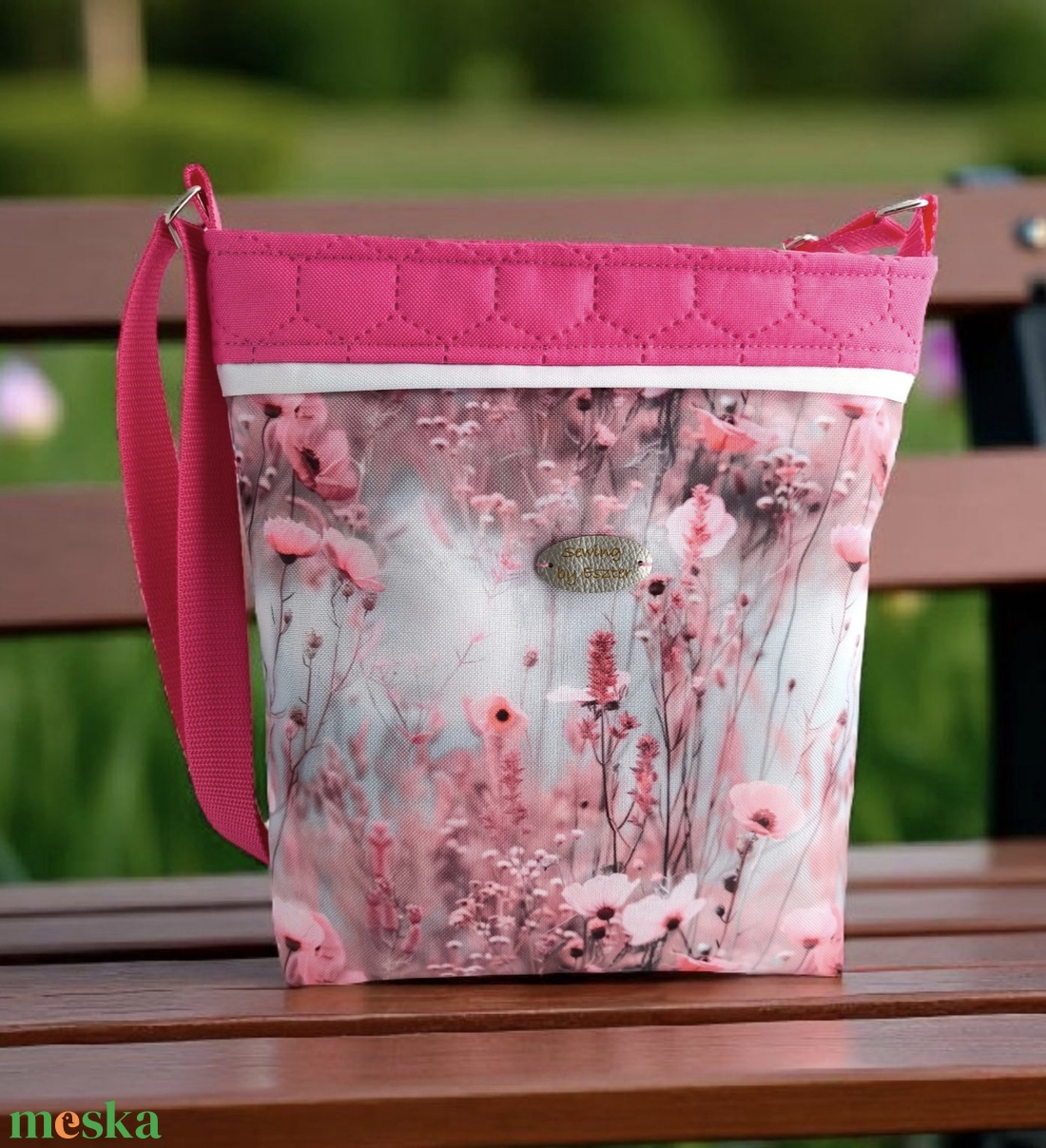 Készleten! - Csodás pink virágos crossbody - táska & tok - kézitáska & válltáska - válltáska - Meska.hu