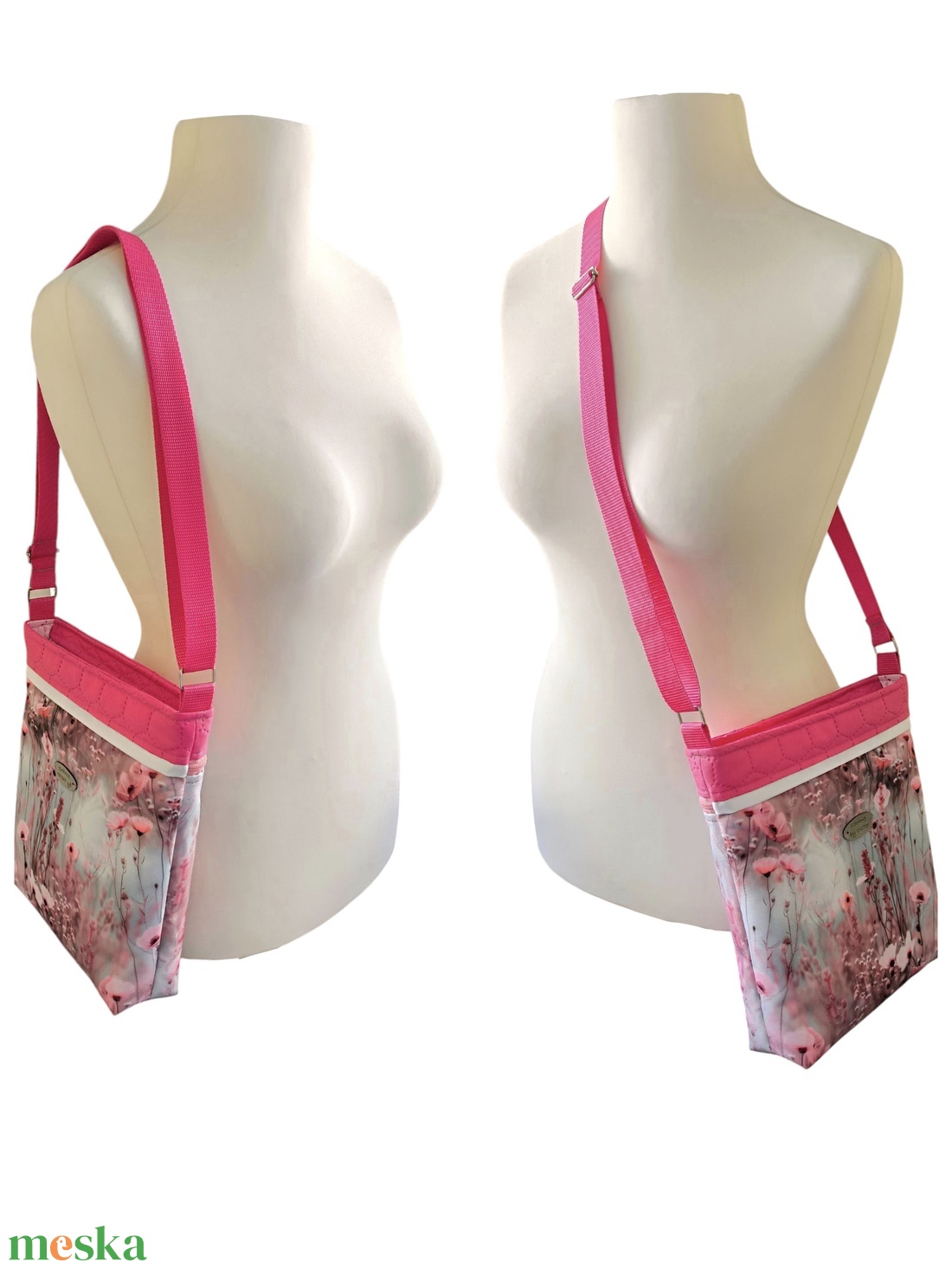 Készleten! - Csodás pink virágos crossbody - táska & tok - kézitáska & válltáska - válltáska - Meska.hu