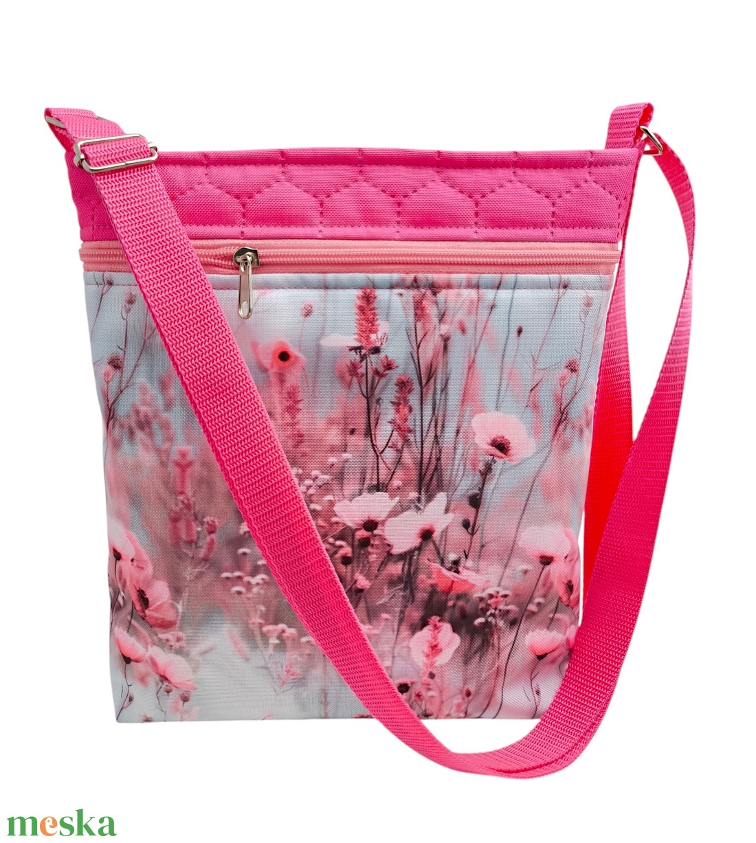 Készleten! - Csodás pink virágos crossbody - táska & tok - kézitáska & válltáska - válltáska - Meska.hu