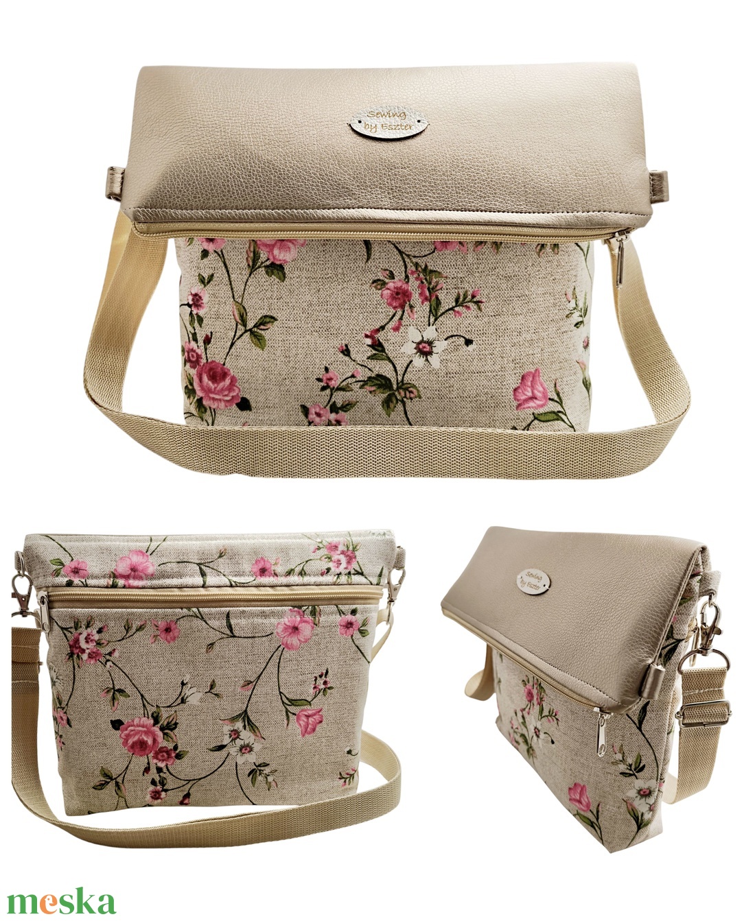 Roll Top crossbody / válltáska - Bronz és rózsaszín - táska & tok - kézitáska & válltáska - válltáska - Meska.hu Roll Top crossbody / válltáska - Bronz és rózsaszín - táska & tok - kézitáska & válltáska - válltáska - Meska.hu