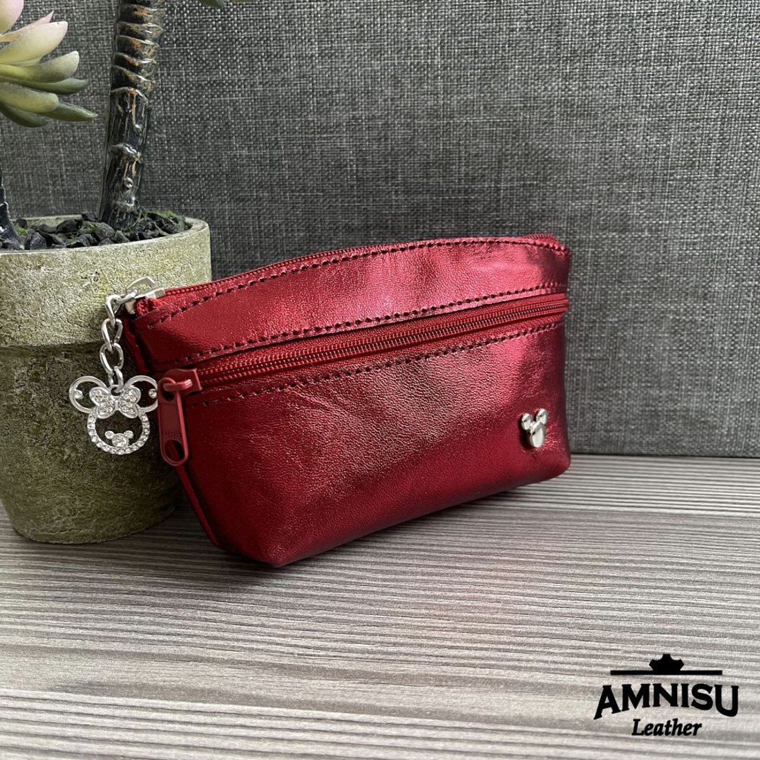 Metál bordó Mickey egeres kettő cipzáras kulcstartó B5006 - táska & tok - kulcstartó & táskadísz - kulcstartó - Meska.hu