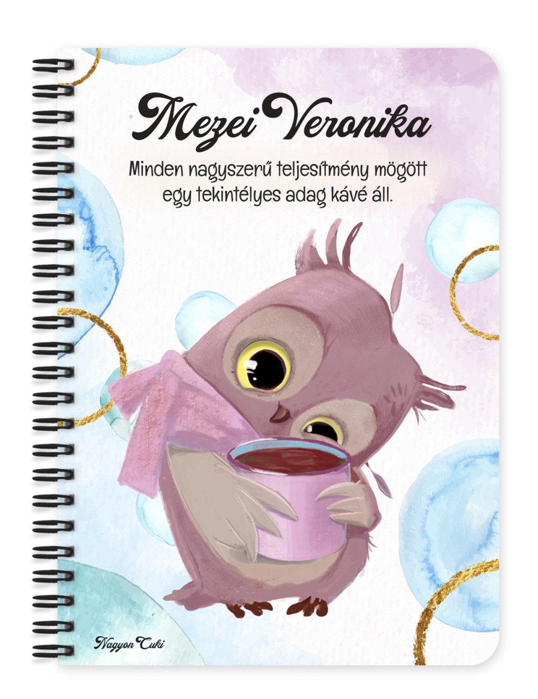 Személyre szabható - Cuki kávés bagoly mintás A6-os füzet - otthon & életmód - papír, írószer - jegyzetfüzet & napló - Meska.hu