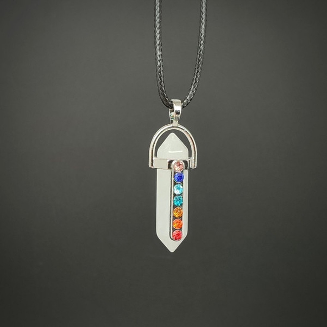 Fókusz hegyikristály Vogel csakra medál nyaklánccal 3cm - ékszer - nyaklánc - medálos nyaklánc - Meska.hu