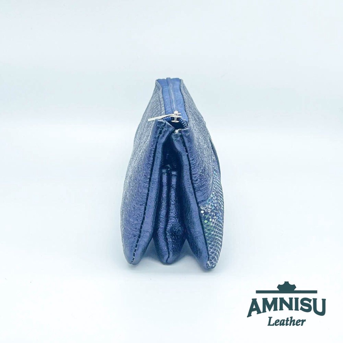 Metál sötétkék - kígyómintás egyenes kristály köves női pénztárca G6008 - táska & tok - pénztárca & más tok - pénztárca - női pénztárca - Meska.hu