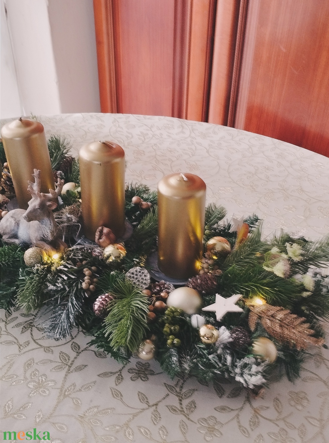 Adventi koszorú hosszúkás - karácsony - adventi díszek - adventi koszorú - Meska.hu