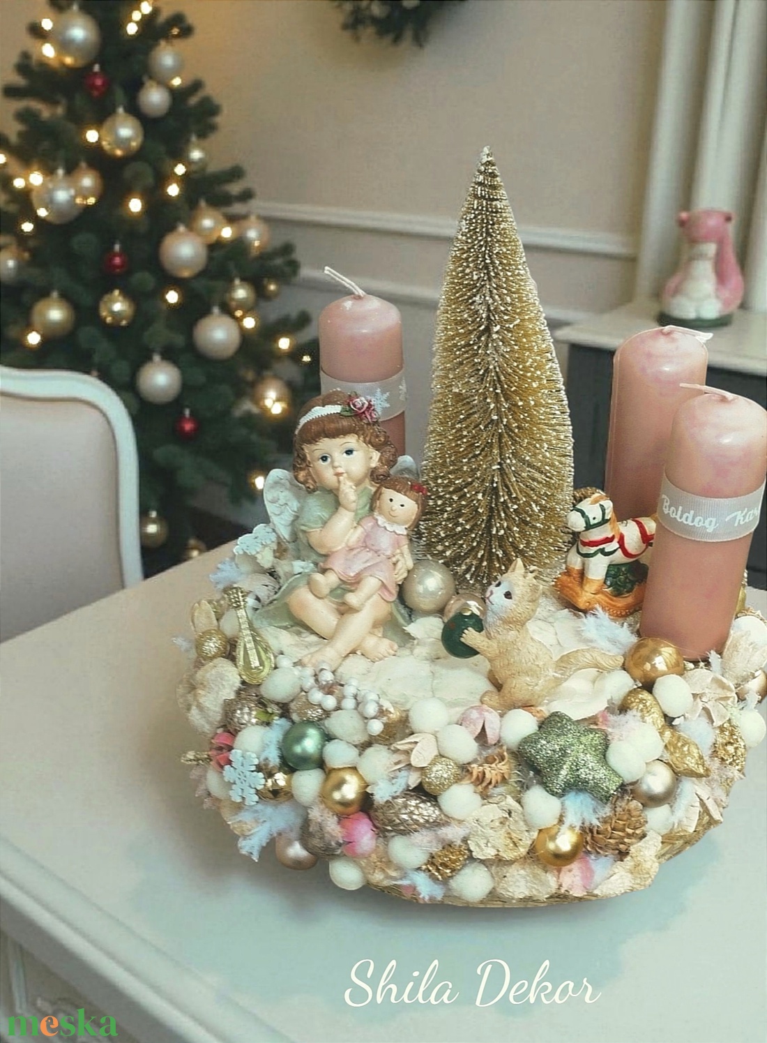 Pasztell adventi koszorú  - karácsony - adventi díszek - adventi koszorú - Meska.hu