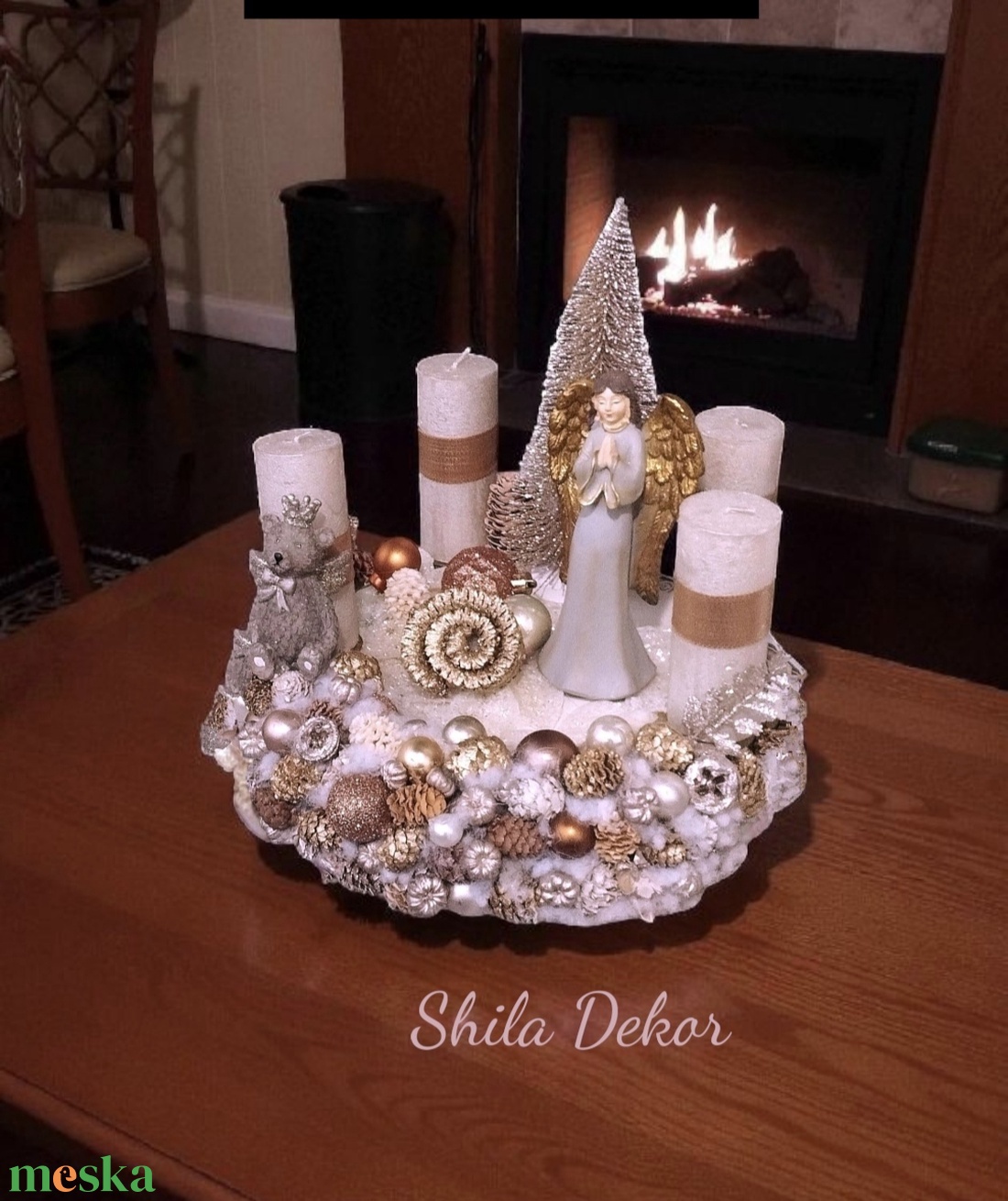 Bézs adventi koszorú  - karácsony - adventi díszek - adventi koszorú - Meska.hu